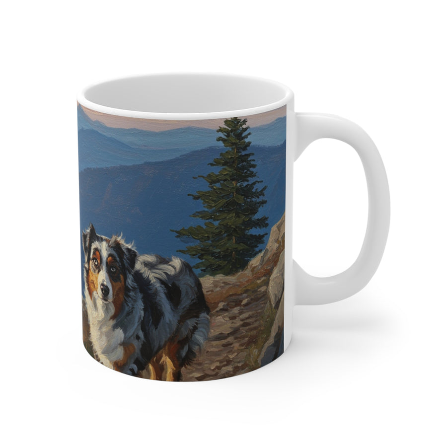 Acrylic Australian Shepherd - Mountain Overlook | Ceramic Mug 11oz
