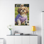 Shih Tzu Oil Painting Soccer Portrait Canvas Wall Art | Dog Lover Gift | Pet Decor | Sports Fan Art
