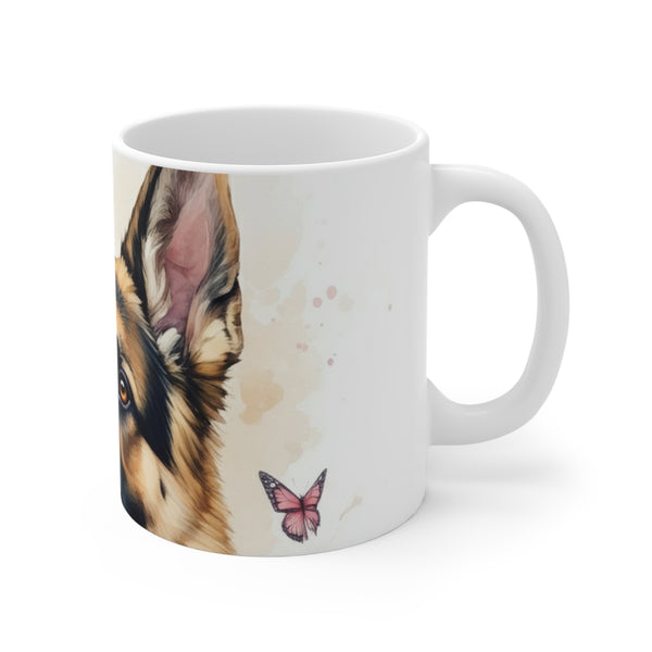 German Shepherd Watercolor Butterfly Bloom Coffee Mug | Premium Dog Prints | Tritan