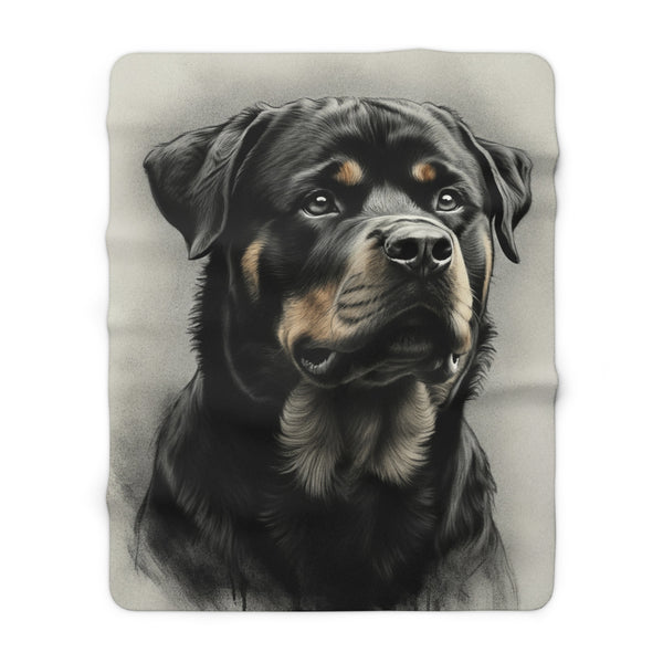 Rottweiler Charcoal Portrait Throw Blanket | Premium Dog Prints | Tritan