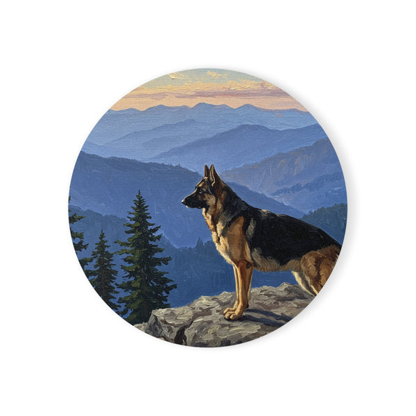 Acrylic German Shepherd - Mountain Overlook | Cork Back Coaster
