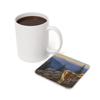 Acrylic Painting Golden Retriever - Mountain Overlook | Cork Back Coaster