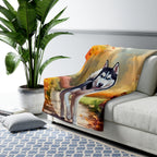 Siberian Husky Watercolor Autumn Path Throw Blanket | Premium Dog Prints | Tritan — view 5 of 9
