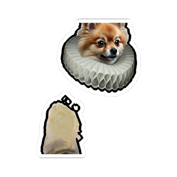 Pomeranian Renaissance Royal Portrait Sticker, Dog Portrait Vinyl Decal, Kiss-Cut Sticker, Pomeranian Lover Gift