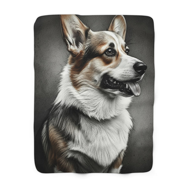 Corgi Charcoal Portrait Throw Blanket | Premium Dog Prints | Tritan — primary view