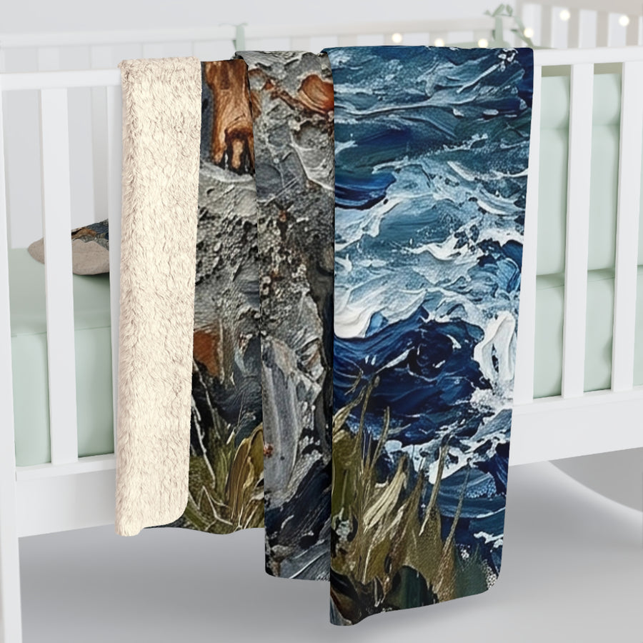 Rottweiler Acrylic Gallery Print Coastal Cliffside Throw Blanket | Premium Dog Prints | Tritan — detail view