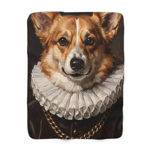 Corgi Renaissance Royal Portrait Regal Throw Blanket | Premium Dog Art | Tritan