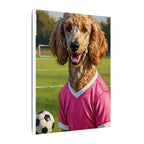 Poodle Oil Painting Soccer Portrait Wall Art, Poodle Mom Gift, Dog Lover Decor, Stretched Canvas Print