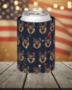German Shepherd America 250 Can Cooler, Patriotic Dog Pattern Drink Holder, GSD Gift for Him Her, Summer BBQ Decor, USA America Theme — primary view