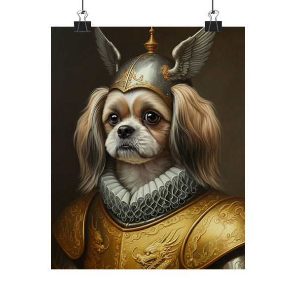 Shih Tzu Medieval Knight Portrait Matte Poster, Regal Dog Art Print, Shih Tzu Lover Gift, Wall Art