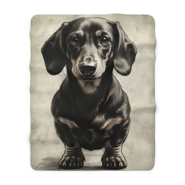 Dachshund Charcoal Portrait Throw Blanket | Premium Dog Prints | Tritan