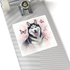 Siberian Husky Watercolor Butterfly Bloom Kiss-Cut Stickers | Premium Dog Prints | Tritan — view 9 of 12