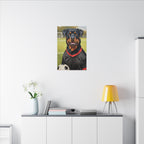 Rottweiler Oil Painting Soccer Portrait Canvas Wall Art Decor | Rottie Dog Lover Gift | Premium Pet Portrait Print