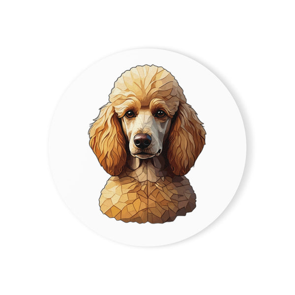 Poodle Low Poly Monochrome Gold Cork Back Coaster | Dog Lover Gift