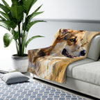 Corgi Watercolor Meadow Golden Throw Blanket | Premium Dog Art | Tritan