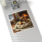 Acrylic French Bulldog - Winter Hearth | Kiss-Cut Stickers
