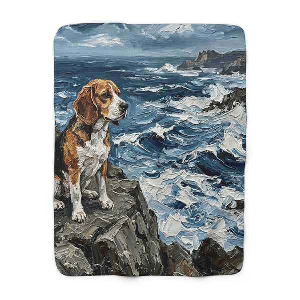 Beagle Acrylic Gallery Print Coastal Cliffside Throw Blanket | Premium Dog Prints | Tritan — primary view