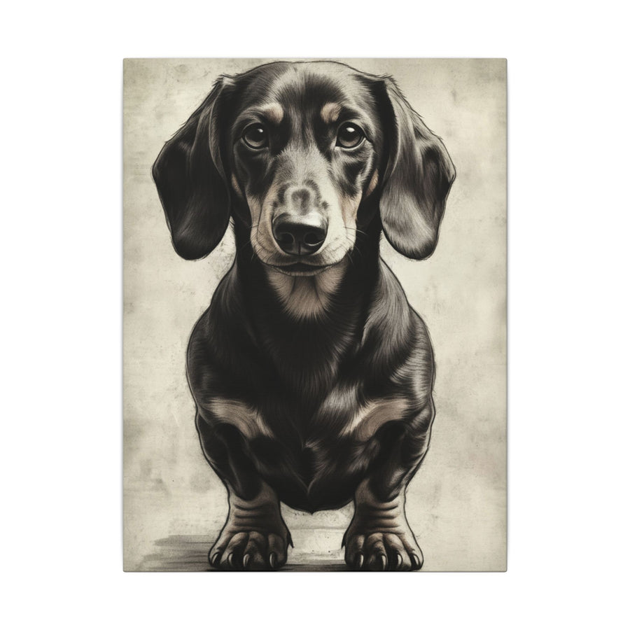 Dachshund Charcoal Portrait Canvas Wall Art | Sausage Dog Art Print, Pet Lover Gift, Minimalist Dog Decor, Dachshund Mom Dad Gift