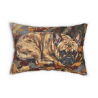 French Bulldog Acrylic Painting Lumbar Pillow, Autumn Woods Dog Art Decor, Frenchie Gift for Home — view 3