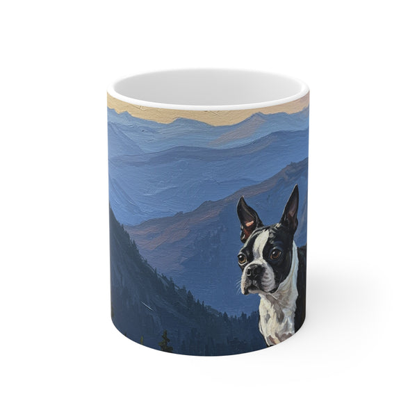 Acrylic Boston Terrier - Mountain Overlook | Ceramic Mug 11oz