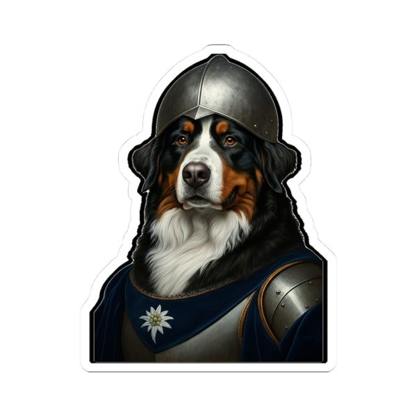 Bernese Mountain Dog Medieval Knight Portrait Sticker, Dog Portrait Vinyl Decal, Kiss-Cut Sticker, Bernese Mountain Dog Lover Gift
