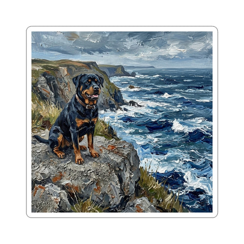Acrylic Gallery Print Rottweiler - Coastal Cliffside | Kiss-Cut Stickers