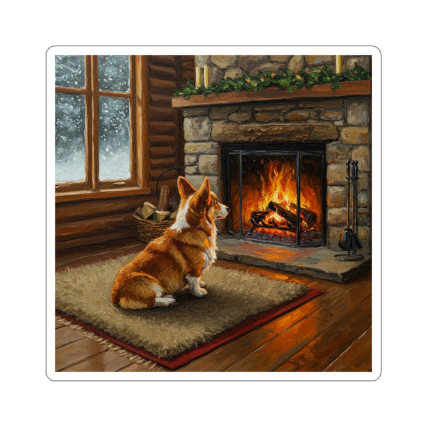 Acrylic Corgi - Winter Hearth | Kiss-Cut Stickers