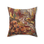 Dachshund Acrylic Painting Pillow, Autumn Woods Dog Art Decor, Wiener Dog Gift for Home — view 5