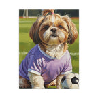 Shih Tzu Oil Painting Soccer Portrait Canvas Wall Art | Dog Lover Gift | Pet Decor | Sports Fan Art