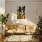 Border Collie Oil Painting Soccer Portrait Stretched Canvas Wall Art | Energetic Dog Lover Gift | Premium Pet Decor