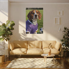 Beagle Soccer Portrait Oil Painting Canvas Print, Dog Wall Art Decor, Pet Lover Gift