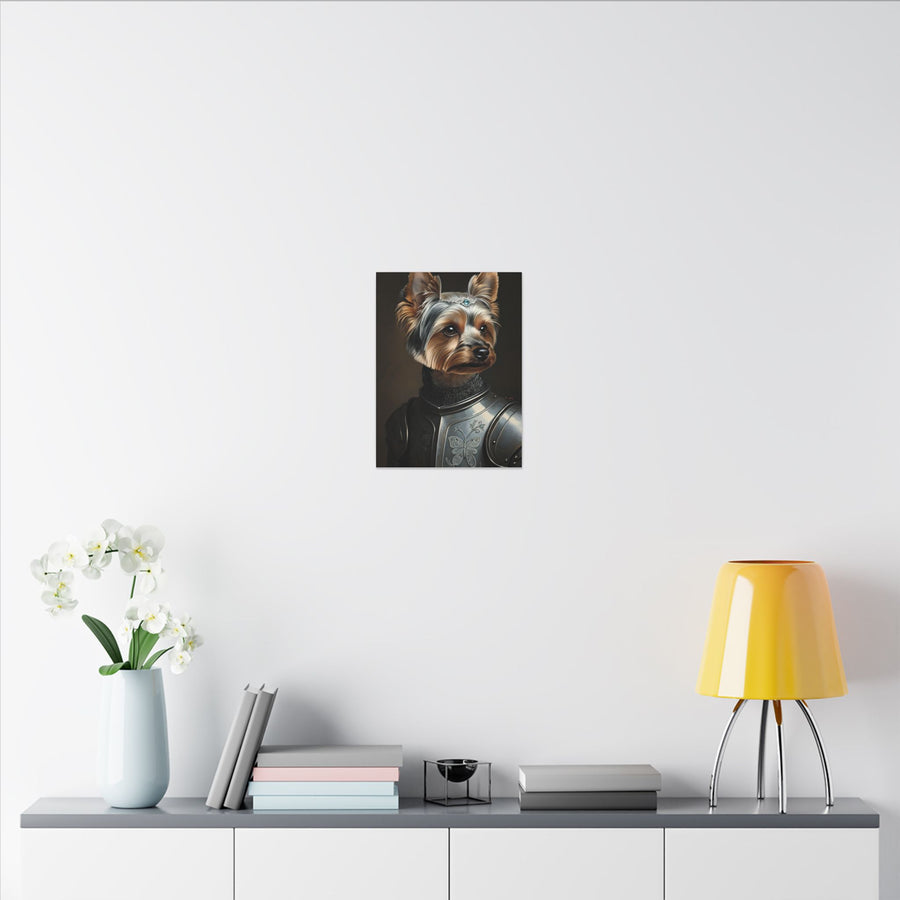 Yorkshire Terrier Medieval Knight Portrait Canvas Wall Art, Regal Dog Painting, Yorkshire Terrier Lover Gift, Stretched Canvas
