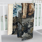 Acrylic Gallery Print Poodle - Coastal Cliffside | Sherpa Fleece Blanket — detail view