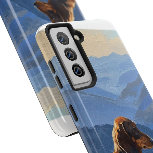 Dachshund Phone Case — Acrylic Dog Art | iPhone 17/16/15 & Samsung | Dog Lover Gift — Lifestyle View