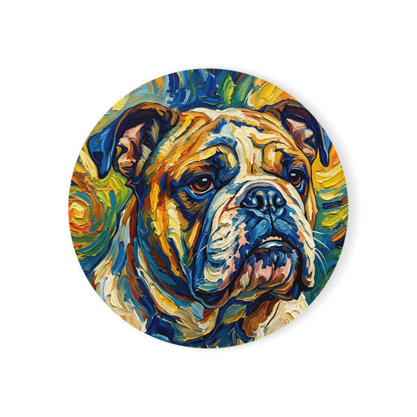 English Bulldog Coaster | Post-Impressionist Oil Painting Dog Art Decor | Pet Lover Gift for Bulldog Owners