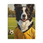 Border Collie Oil Painting Soccer Portrait Stretched Canvas Wall Art | Energetic Dog Lover Gift | Premium Pet Decor