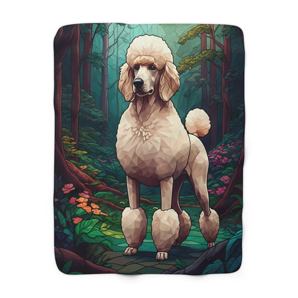 Poodle Low Poly Forest Sherpa Fleece Blanket | Dog Lover Gift