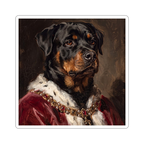 Rottweiler Kings & Queens Royal Portrait Sticker, Dog Portrait Vinyl Decal, Kiss-Cut Sticker, Rottweiler Lover Gift