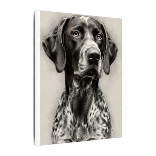 German Shorthaired Pointer Charcoal Portrait Canvas Print | GSP Dog Wall Art Gift