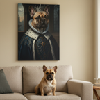 French Bulldog Renaissance Royal Portrait Canvas Wall Art, Regal Dog Painting, French Bulldog Lover Gift, Stretched Canvas