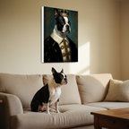 Boston Terrier Kings & Queens Royal Portrait Canvas Wall Art, Regal Dog Painting, Boston Terrier Lover Gift, Stretched Canvas