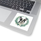 French Bulldog Watercolor Botanical Wreath Kiss-Cut Stickers | Premium Dog Prints | Tritan — view 5 of 12