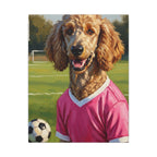 Poodle Oil Painting Soccer Portrait Wall Art, Poodle Mom Gift, Dog Lover Decor, Stretched Canvas Print