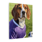 Beagle Soccer Portrait Oil Painting Canvas Print, Dog Wall Art Decor, Pet Lover Gift