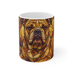 English Bulldog Stained Glass Warm Jewel Ceramic Mug 11oz | Dog Lover Gift