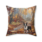 Boston Terrier Acrylic Painting Pillow, Autumn Woods Dog Art Decor, Boston Terrier Gift, Pet Lover Wall Art — view 4