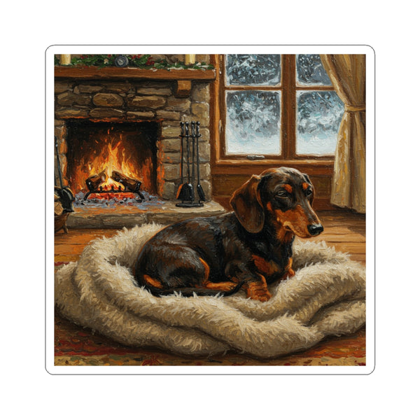 Acrylic Dachshund - Winter Hearth | Kiss-Cut Stickers