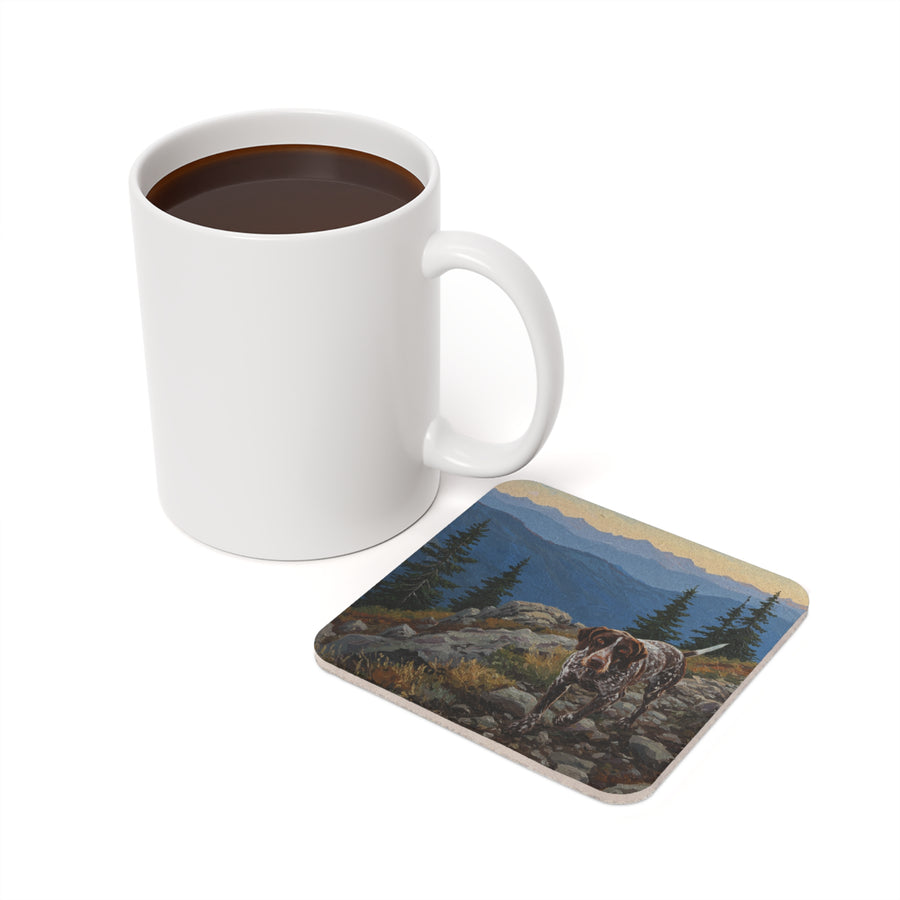 Acrylic German Shorthaired Pointer - Mountain Overlook | Cork Back Coaster