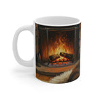 Acrylic Dachshund - Winter Hearth | Ceramic Mug 11oz