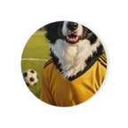 Border Collie Oil Painting Soccer Portrait Coaster - Dog Art Gift, Pet Decor, Sports Fan Present